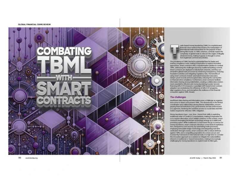 Award Winning Article- " Combating TBML with Smart Contracts", published in the ACAMS Today.